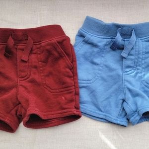2 Pack Baby Shorts 12 month / Red & Blue Baby Shorts Set